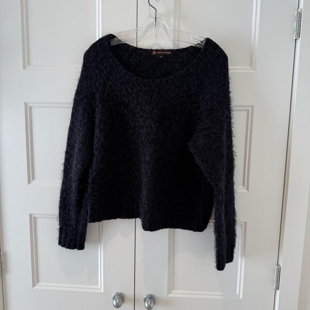 LOVE & LEGEND Black Fuzzy Sweater - SIZE 1X